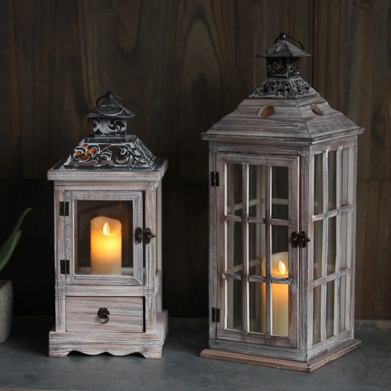 Collectible Vintage Lamps - Винтажная деревянная стеклянная ветровая лампа, железный