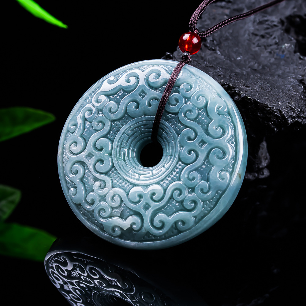 Vintage Necklace - Натуральный бирманский нефритовый кулон-цветок, винтажное дизайнерское