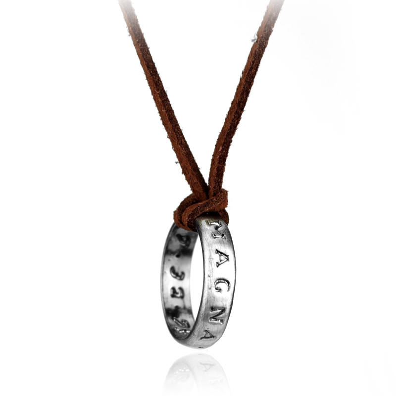 Vintage Necklace - Кожаное ожерелье-цепочка с кольцом в стиле