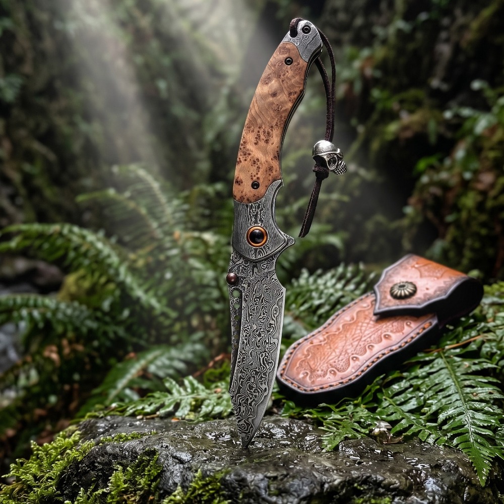 Vintage Collectible Knives - Складной нож с дамасским узором высокой